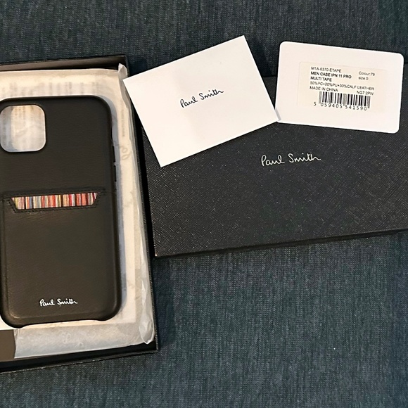 Paul Smith Apple iPhone case 11 Pro - New in box - Calf Leather, Multi Tape - Picture 2 of 4